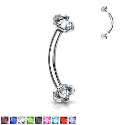 PREMIUM Round Crystal Curved Barbell 16g