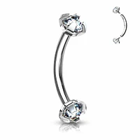 PREMIUM Round Crystal Curved Barbell 16g