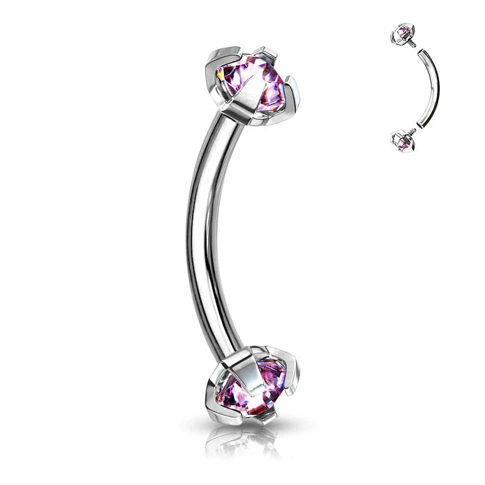 PREMIUM Round Crystal Curved Barbell 16g