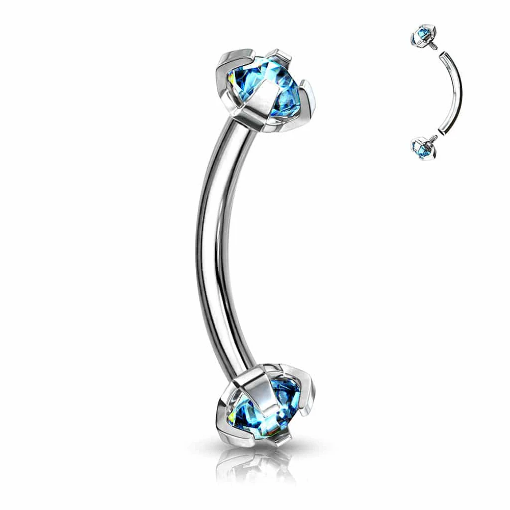 PREMIUM Round Crystal Curved Barbell 16g