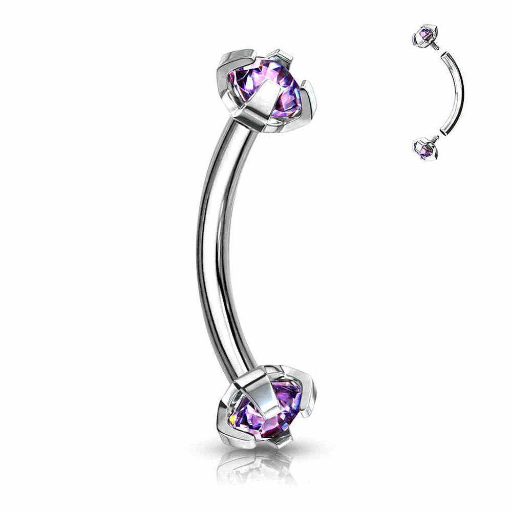 PREMIUM Round Crystal Curved Barbell 16g