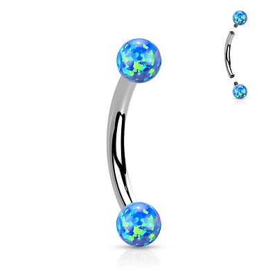 PREMIUM Surgical Steel Opal Curved Barbell 16g