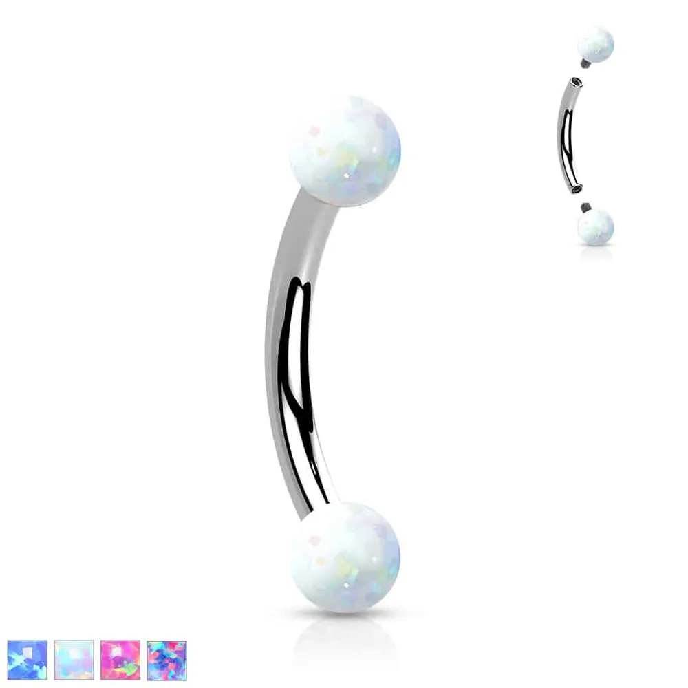 PREMIUM Surgical Steel Opal Curved Barbell 16g