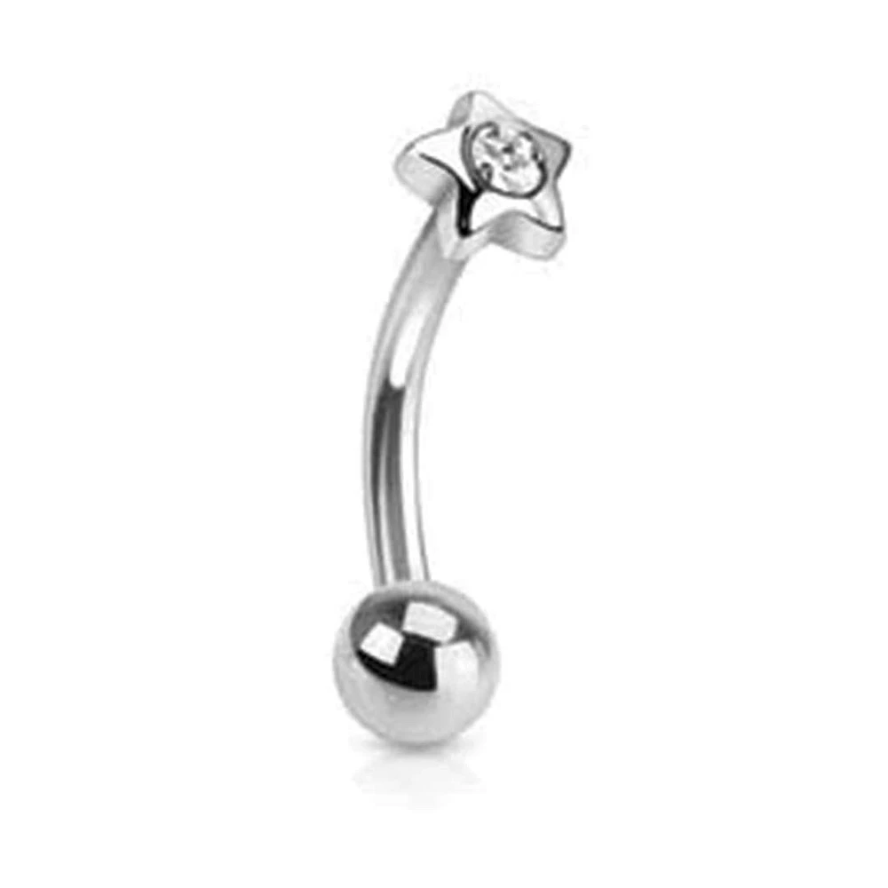 Crystal Star Curved Barbell 16g