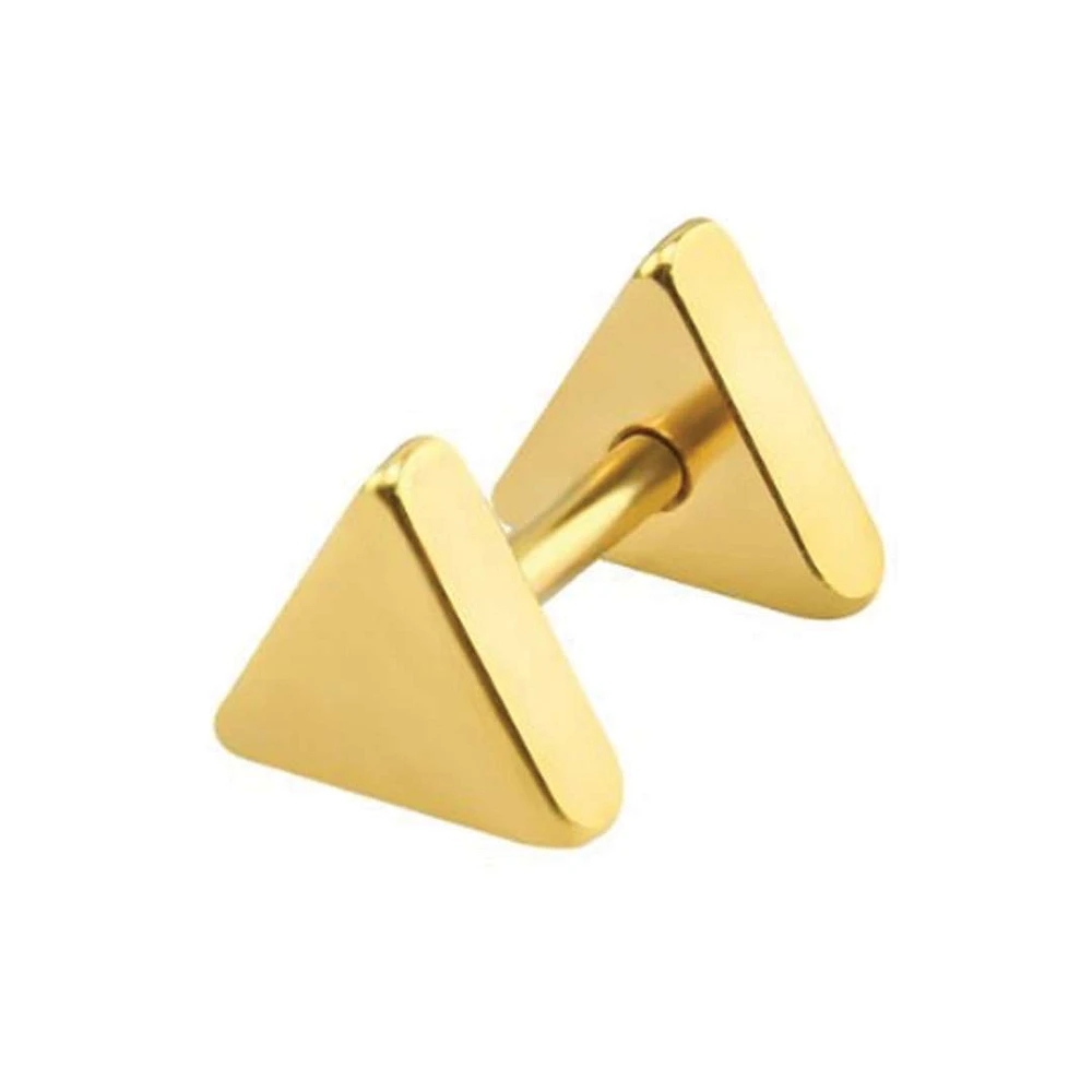 PVD Gold Solid Triangle Cartilage Stud 16g