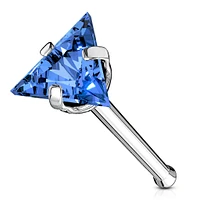 PREMIUM Claw-Set Triangle Crystal Nose Bone 18g