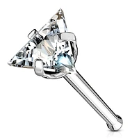 PREMIUM Claw-Set Triangle Crystal Nose Bone 18g