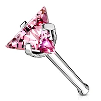 PREMIUM Claw-Set Triangle Crystal Nose Bone 18g