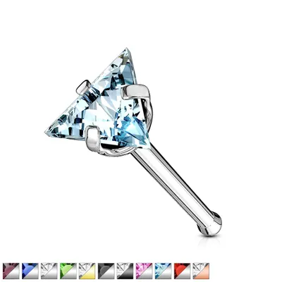 PREMIUM Claw-Set Triangle Crystal Nose Bone 18g