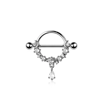 Crystal Dangle Nipple Shield 14g