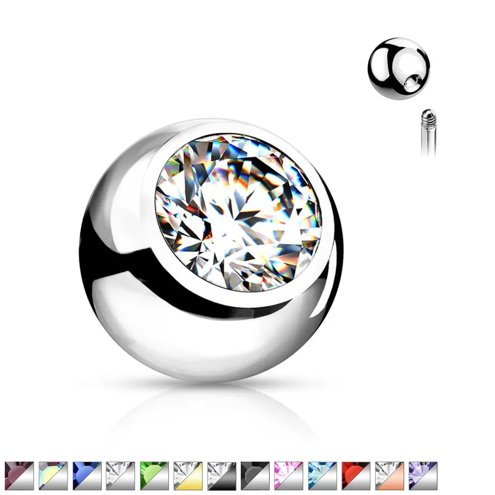 Externally Threaded Crystal Bead 16g-14g