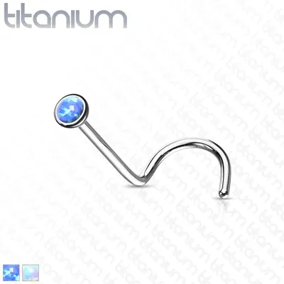 PREMIUM Titanium Bezel-Set Opal Nose Screw 18g