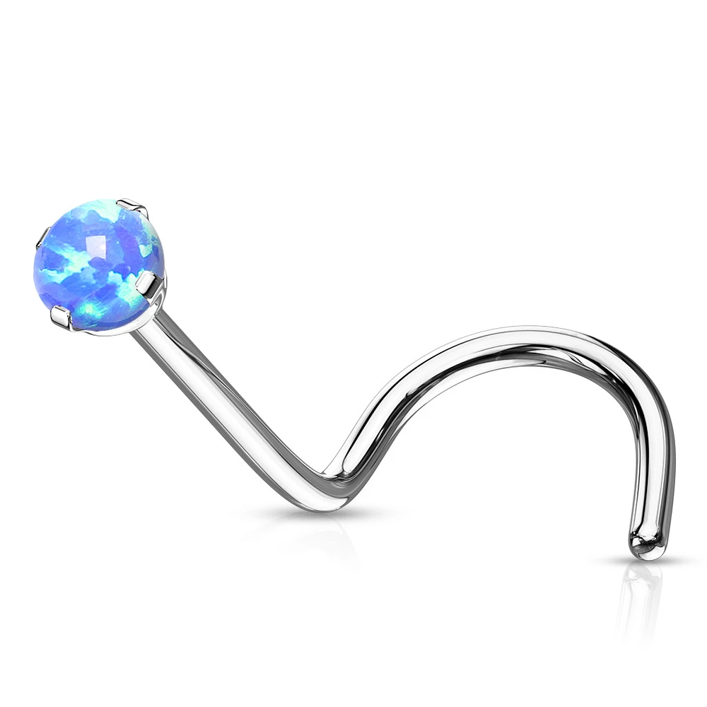 PREMIUM G23 Titanium Claw-Set Opal Nose Screw 18g