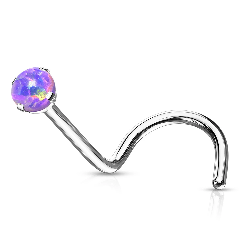 PREMIUM G23 Titanium Claw-Set Opal Nose Screw 18g