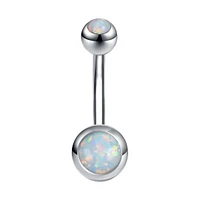 PREMIUM Titanium Opal Navel Barbell 14g