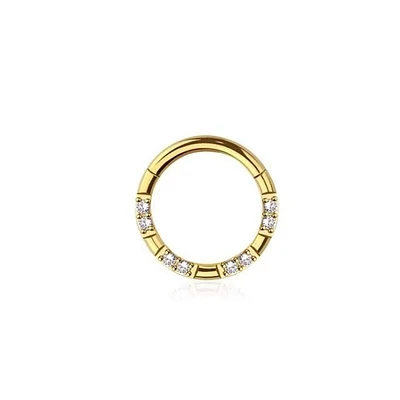 PREMIUM Double Crystal Segment Ring 16g