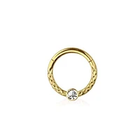 PREMIUM Textured Edge + Crystal Segment Ring 16g