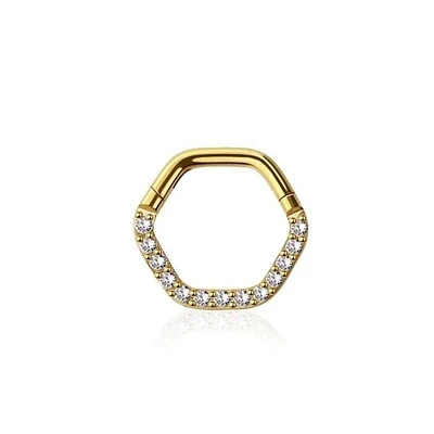 PREMIUM Hexagon Crystal Segment Ring 16g