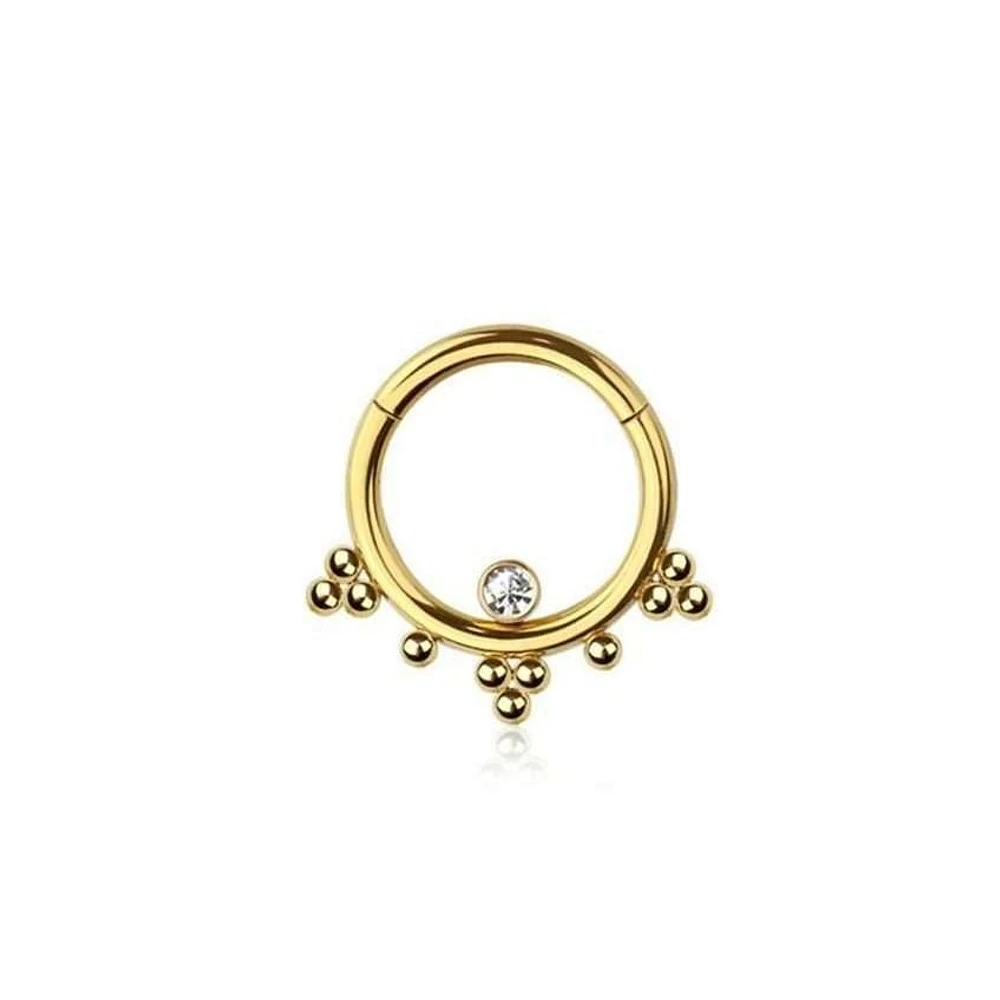 PREMIUM Dotwork + Crystal Segment Ring 16g