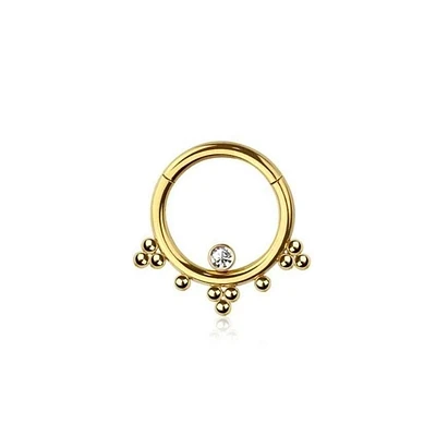PREMIUM Dotwork + Crystal Segment Ring 16g