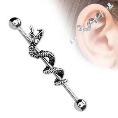 PREMIUM Wrapped Snake Industrial Barbell 14g