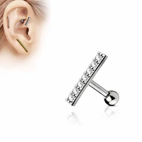 PREMIUM Crystal Bar Cartilage Stud 16g