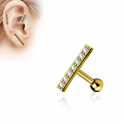 PREMIUM Crystal Bar Cartilage Stud 16g