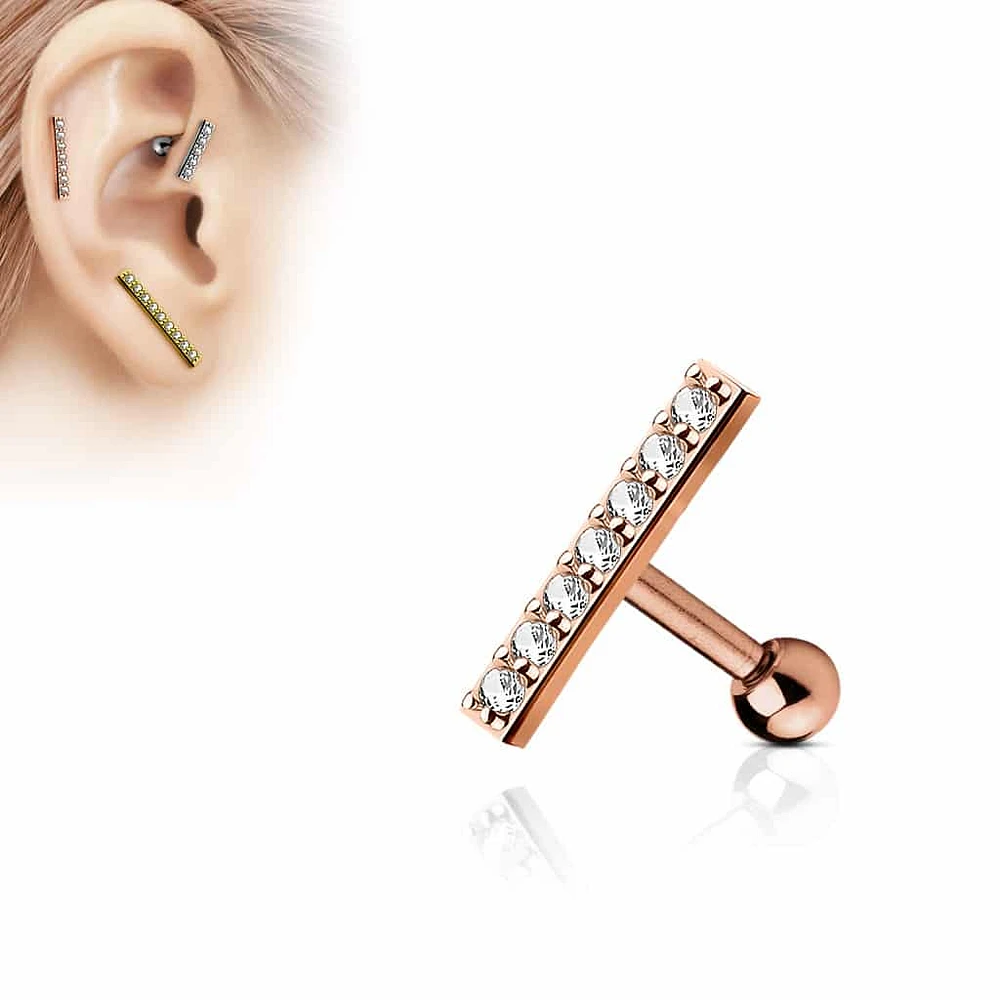 PREMIUM Crystal Bar Cartilage Stud 16g