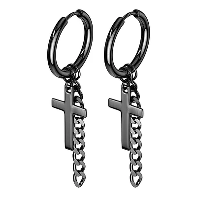 Cross + Chain Dangle Cuff Earrings