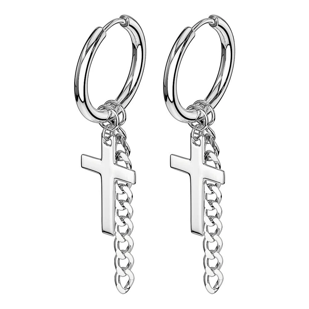 Cross + Chain Dangle Cuff Earrings