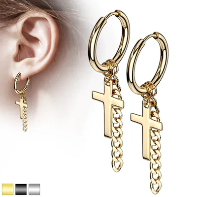 Cross + Chain Dangle Cuff Earrings