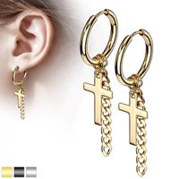 Cross + Chain Dangle Cuff Earrings