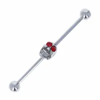 Ruby Eyed Skull Industrial Barbell 14g