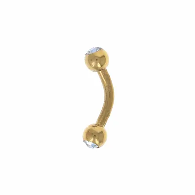 PVD Gold Crystal Curved Barbell 14g