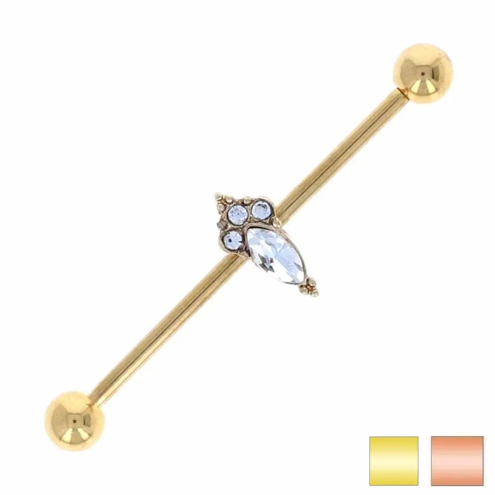 PREMIUM Marquise Crystal Industrial Barbell 14g