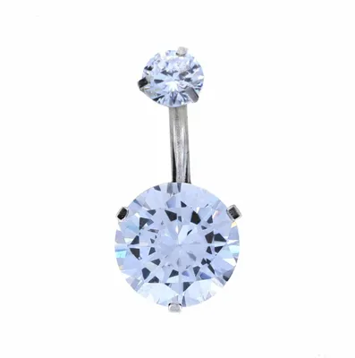 PREMIUM Large Crystal Belly Barbell 14g