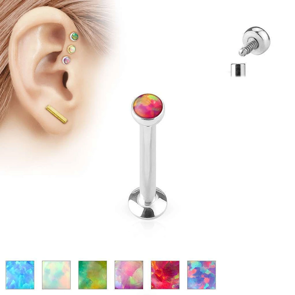 PREMIUM Titanium + Opal Labret 16g