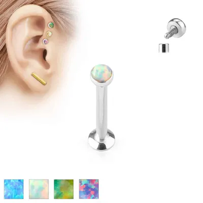 PREMIUM Titanium + Opal Labret 16g