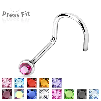 PREMIUM Surgical Steel Crystal Nose Screw 18g