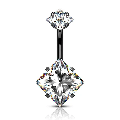 PREMIUM Diamond Crystal Navel Barbell 14g