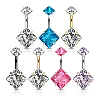 PREMIUM Diamond Crystal Navel Barbell 14g