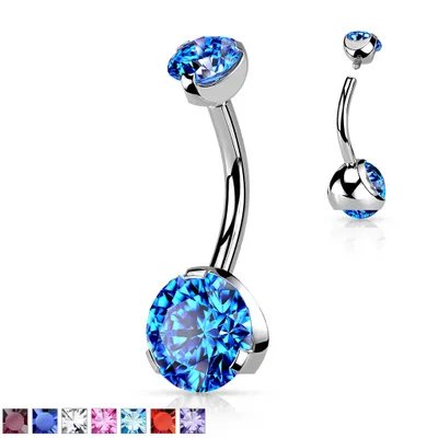 PREMIUM Claw-Set Crystal Belly Barbell 14g