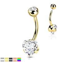 PREMIUM Crystal Heart Navel Barbell 14g