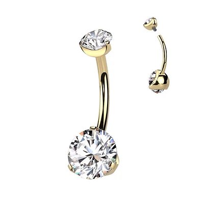 PREMIUM Claw-Set Crystal Navel Barbell 14g