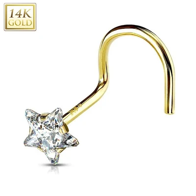 14K Gold Claw-Set Star Nose Screw 20g