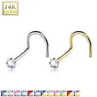 14K Gold Claw-Set Square Nose Screw 20g