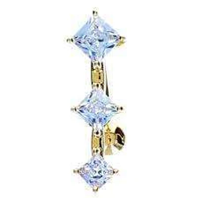 14K Gold Diamond-Cut Tier Inverted Navel Barbell 14g