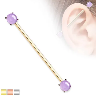 PREMIUM Claw-Set Amethyst Industrial Barbell 14g