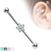 PREMIUM Opal Centre Flower Industrial Barbell 14g