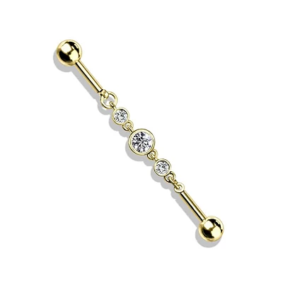 PREMIUM Bezel-set Crystal Chain Industrial Barbell 14g